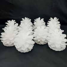 VTG Sugar Glittered White Pine Cone Light Covers Set Of 10 Iridescent Christmas picture