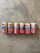 Six 1980s Pepsi Cans Empty Lot of 6 Pepsi Cola Soda Pop Vintage picture