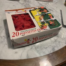 Vintage Celebrations Poinsettia Christmas Lights 20 Light Strand Open Box NEW picture
