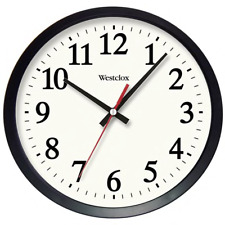 Corded Wall Clock 14 inch Black Electric with AC Adapter Included Battery Backup picture