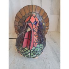 Cracker barrel Turkey stained glass Xmas light up Xmas Thanksgiving picture