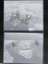 1929 Harvard Crew Charles River Ice Cutting Larz Anderson Glass Negatives Pair picture
