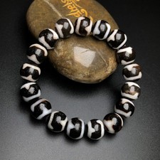 Rare Tibetan Buddhism Agate Tiger Tooth Totem Dzi Beads Amulet Bracelet G540 picture