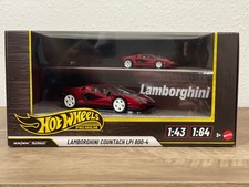Hot Wheels Premium Lamborghini Countach LPI 800-4 Dual Scale Red 1:43 & 1:64 NIB picture