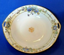 Nippon Noritake - Handled Bowl - Blue Daisies With Gold Beaded Accents - Japan picture