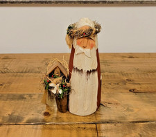 Vintage Wood Carved Folk Art Santa - Legend of the Bellsnicklle picture