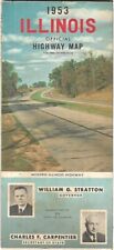 1953 ILLINOIS Official State Highway Road Map Route 66 Chicago Springfield Elgin picture