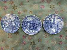 3 Liberty Blue Staffordshire Mini Plates, England, Historic Colonial Scenes picture