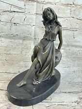 Girl Sitting in a Model Pose Bronze Sculpture Marble Statue by Mavchi Gift Deal picture