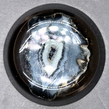 Vintage Natural Agate Geode Slice Clear Lucite Resin Dome Paperweight Green Felt picture