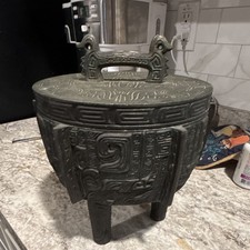 Vintage James Mont Aztec Tripod Metal Ice Bucket era 60s to 70s Larger size picture