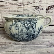 ANTIQUE England Blue White Porcelain Transferware Chamber Pot- 5