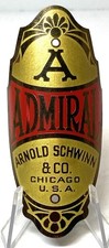 NEW OLD STOCK vintage Schwinn ADMIRAL bicycle Head Badge FOOTED version picture