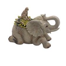 Vintage 1970's Fitz & Floyd Cape Town Elephant & Monkey Cookie Jar picture