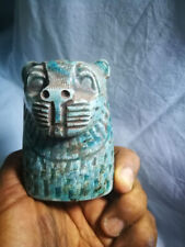 Egyptian Antiquities BC Antique Goddess Sekhmet Statue Blue Marble Stone Rare picture