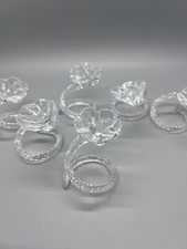 6X VTG MID ATLANTIC OF W.VIRGINIA HAND BLOWN FLORAL CLEAR GLASS NAPKIN HOLDERS picture