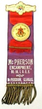 IOOF Odd Fellows McPHERSON LODGE #376 ENCAMPMENT KANSAS pinback badge medal ^ picture