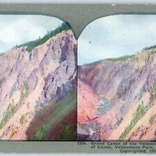 c1900s Yellowstone Grand Canon Lower Side Litho Photo Stereo Card V7 picture