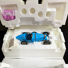 Bugatti Blue Vintage Race Car Model 1:18 Scale Collectible w/ Foam Packaging picture