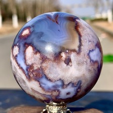 166G Natural Blue Cherry Blossoms agate Crystal Sphere Quartz Mineral Specimen picture