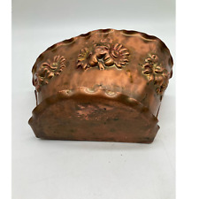 Legendary Copper Wall Pocket Embossed Flowers Scallop Edge picture