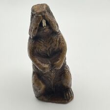 Vintage Hand Carved Box Wood Beaver Animal Statue Figurine 3 in picture