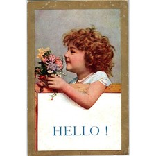 Victorian Girl Greeting 1909 Original Postcard P3-3 picture