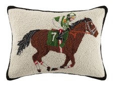 Peking Handicraft 30ML302C22OB Equestrian Racer Hook Pillow, Brown/Green picture