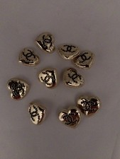  Lot Of ten 22Mm StampedDesigner  Vintage Button Gold ToneChanel 10 BUTTONS picture