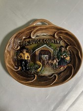 Vintage Amish Pennsylvania Dutch Country 3D Ceramic Wall Plaque Made In Japan picture