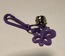Vintage 1980s Plastic Bell Charm Necklace Clip On - Purple Butterfly picture
