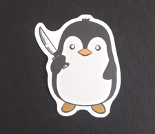 Cute Penguin With Knife Novelty Sticker 2.18