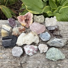 Large 16 Pc Mineral Specimens Lot- Amethyst, Quartz, Pyrite, Tourmaline & More picture
