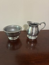 Vintage Pewter Wilton Columbia RWP Creamer & Open Sugar Bowl   picture