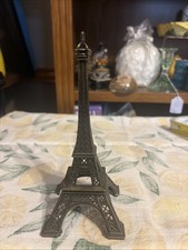Vintage EIFFEL TOWER BRASS BRONZE TONE Figurine Collector 6.5” T VG  picture