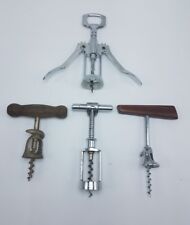 4 Pc Lot Vintage Wine Openers Corkscrews 2 w/ Wood Handle Midcentury Early  picture