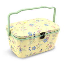 Large Oval Sewing Basket, Yellow Floral picture