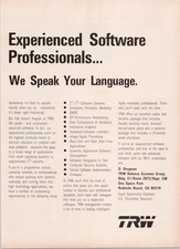 TRW 1983 Original Print Ad Experienced Software Professionals Recruiting picture