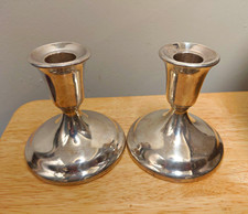 International Silver Co. Silver Plated Round Pair Candle Holders, Set of 2 picture