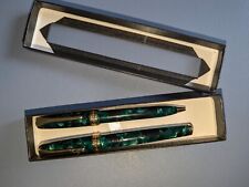 Levenger True Writer Teal Appeal & Gold Fountain And Ballpoint Pen Set picture
