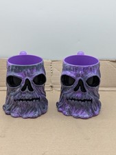 2x Monster Jam 2012 Truck Show Souvenir Cup Mug Grave Digger Purple Skull picture