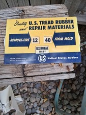 2 Signs, 50s Royal Tires US Rubber Repair Time, Enamel ,2X Signs picture