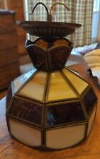 Absolutely Adorable Vintage Brown and Cream Slag Glass Chandelier  picture