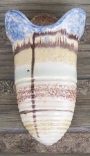Brown Blue Glaze Cone Shape Wall Pocket Vintage Decorative Pottery picture
