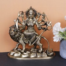 Maa Durga Statue Brass Mata Sherawali Hindu Deities Idol Navratri Puja 9 Inch picture