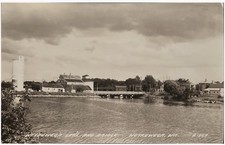 Weyauwega, Wisconsin RPPC Bridge, Mills, Silo Postcard picture