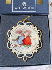WEDGWOOD ENGLAND, WHITE JASPER PETER RABBIT CHRISTMAS 1996 ORNAMENT IN BOX picture