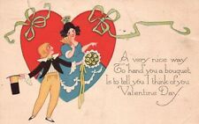 Vintage Postcard 1924 Valentine Day Greetings Nice Way To Hand You A Bouquet picture