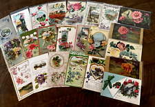 ~Lot of 23 Antique~Greetings Postcards~Scenes & Flowers~ Floral -in sleeves-k312 picture