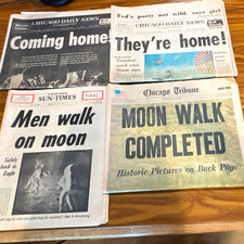 1969 Vintage Newspapers Lot of 4 Apollo 11 Moon Landing Editions: complete paper picture